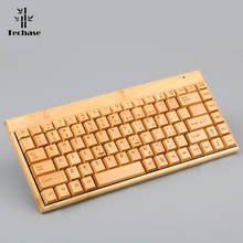 Беспроводная мини-клавиатура Techase, тонкая мини-клавиатура Teclado Sem Fio, портативный USB адаптер Kablosuz Klavye Bamboo Design для игр на ПК 2024 - купить недорого