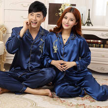 Couples Men&Women Satin Pajamas Set 2pcs Shirt&Pant Home Clothes Lovers Sleepwear Intimate Lingerie Pyjamas Suit 2024 - buy cheap