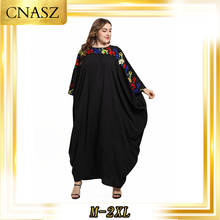 Марокканский кафтан, удобное модное черное повседневное мусульманское платье с вышивкой и длинными рукавами, с круглым вырезом 2024 - купить недорого