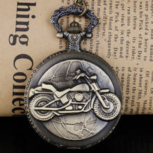 Винтажные кварцевые карманные часы в стиле ретро с рисунком мотоцикла и автомобиля, Классические мужские часы с подвеской-ожерельем, часы с брелком, подарки для женщин и мужчин 2024 - купить недорого