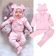 0-24months Newborn Girls Active Clothes 2019 Solid Pink Hoodies Sweatshirt Girls Long Pants Baby Girls Clothes Set Baby Outfits 2024 - buy cheap