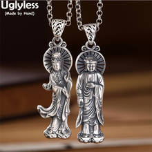Uglyless figura designer guanyin bodhisattva tathagata buda pingentes sem correntes unissex mulher budista jóias 925 prata 2024 - compre barato
