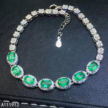 Joias finas de alta qualidade natural esmeralda 925 prata esterlina mulheres pulseira de mão com pedras preciosas suporte teste de luxo 2024 - compre barato