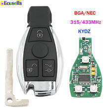 Smart full keyless entry Remote Car Key fob 3 Buttons 315MHz 433mhz for Mercedes-Benz support BGA/NEC with battery holder uncut 2024 - buy cheap