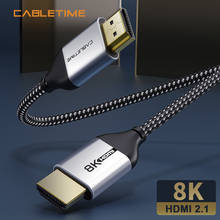 Cabletime-cabo hdmi compatível com m/m, 8k/60hz, 2.1, vídeo, 48gbps, 60hz, divisor para projetor, hdtv, ps4, 8k, n370 2024 - compre barato