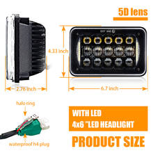 2 шт. квадратный 4x6 "светодиодный H4 прямоугольный фары для грузовика с DRL & Hi/Lo луч фары проектор для Peterbilt 379 378 357 2024 - купить недорого