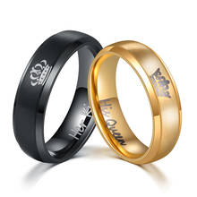 Anéis de casal com coroa e rei da sua rainha, aço inoxidável, anel de banda para casal, mulheres e homens, tamanho 5 a 13 2024 - compre barato