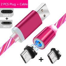 Cargador magnético luminoso tipo C, Cable de carga Micro USB para Samsung Galaxy A32, A5, A72, huawei Y5p, Xiaomi 10T, Redmi 9, Note 7, 8 Pro 2024 - compra barato