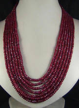 Real 2x4mm NATURAL RUBY FACETED BEADS NECKLACE 7 STRAND 17-23"AAA 2024 - buy cheap