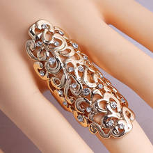 Женские кольца в стиле ретро, с кристаллами, золотистого/серебристого цвета 2024 - купить недорого