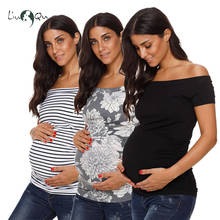 Pack of 3pcs Womens Maternity Tops Off Shoulder Short Sleeve Side Ruched Pregnancy T-Shirt Classic Summer Clothes Pregnant Mama 2024 - купить недорого