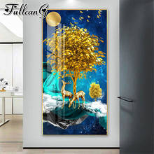 FULLCANG Golden Moon Tree Deer landscape large diamond painting 5d diy full square round drill mosaic embroidery sale FC3340 2024 - buy cheap