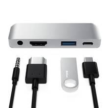 Алюминиевый сплав Тип C к HDMI + AUX + USB + PD концентратор Mini USB C адаптер 4K HDMI для SD/TF карт ридер 2024 - купить недорого