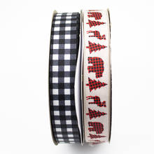 1“（25MM） Black and red Plaid printed grosgrain ribbon DIY handmade materials,wedding gift wrap 2024 - buy cheap