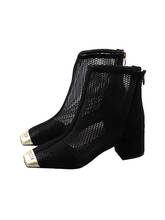 Ins Versatile Skinny Boots 2019 New Net Red Summer  Black Short Boots Mesh Breathable Thick With Cool Boots 2024 - buy cheap