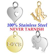 5 Pieces Hollow Love Heart Star Elephant Charm Wholesale 100% Stainless Steel Never Tarnish Real 316 Steel DIY Charms 2024 - buy cheap