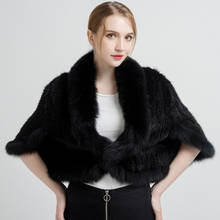 NH Women's Real Fur Shawl High Quality Natural Mink Fur Coat with Fox Fur Collar Thick Warm Winter Fashion New Arrival LTPW011 2024 - buy cheap