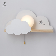 Children LED Wall Lamp for Bedroom Glass Lampshade Cloud Metal Cartoon Boys Bedside Lighting Kids Room Girls Wall Sconce 2022 - buy cheap