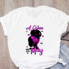 Camiseta con estampado de acuarela Black Queen para mujer, camisa con estampado de mariposa, Tops para mujer 2024 - compra barato