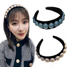 2020 Vintage Big Pearl Jewel Bezel Hair Band For Women Hoop Hair Clips Girls Hair Accessories Headband opaska do wlosow diademas 2024 - buy cheap