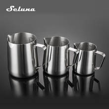 Aço inoxidável latte arte jarro de espuma leite jarro café expresso caneca barista cappuccino ferramentas 350 600ml com medição de escala 2024 - compre barato