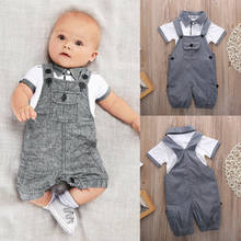 New 2PCS Set Baby Boys Cloth Set Infants T-shirt Top+Bib Pants Kids Jumpsuit Newborn Overall Costume 2024 - buy cheap