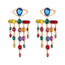 5Colors Women Fashion Multicolors Rhinestone Dangle Earrings Jewelry Hot Sale Ladys' Trendy Collection Earrings Accessory 2024 - buy cheap