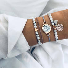 Hocole 20 pulseiras de cristal de coração mármore de tartaruga, braceletes para mulheres boêmio com borla conta joia 2024 - compre barato