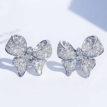 Luxury Bowknot Stud earring AAAAA Cz stone Real 925 Sterling silver Fine Party wedding Stud Earrings for women Bridal Jewelry 2024 - buy cheap