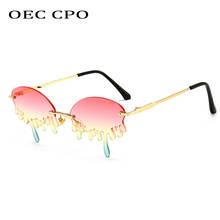 OEC CPO Unique Rimless Tears Sunglasses Women Punk Irregular Colorful Sun Glasses Female Candy Color Pink Yellow Party Shades 2024 - buy cheap