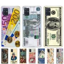 Silicon case capa do telefone para samsung galaxy A31 A41 A51 A71 A01 A81 A91 A30S A20S A50S M30S M40S cash money dólar Rublo 2024 - compre barato