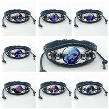 12 constellation leather multi-layer bracelet 12 Zodiac logo bracelet pendant jewelry Libra Aries Leo fashion birthday gift 2024 - buy cheap