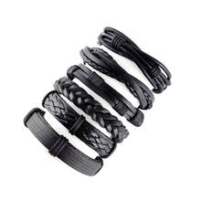 Pulsera de cuero trenzada para Hombre, brazalete hecho a mano, a la moda, para regalo 2024 - compra barato