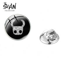 SIAN Simple Hollow Knight Figure Print Brooch Game Theme Cartoon Images Cute Stainless Steel Brooches Gamer Clothes Crystal Pins 2024 - buy cheap