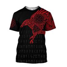 Мужская футболка с рисунком символ викингов-odin Tattoo 3D, модная рубашка в стиле Харадзюку с коротким рукавом, летняя уличная одежда, футболка унисекс, топы WS03 2024 - купить недорого