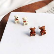 Lovely Small Bear Earrings Women Three-dimensional Animal Stud Earrings Jewelry Lady Girl Cute Wild Simple Ear Accessory 2024 - buy cheap