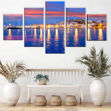 Modular Canvas Art Posters Prints Painting Wall Framework 5 Panel Beautiful Sunset Sea View Pictures For Living Room Home Decor 2024 - buy cheap