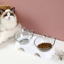 Нескользящая кормушка для кошек, двойная миска для домашних животных с приподнятой подставкой, миска для корма и воды для кошек кормушки для собак, товары для домашних животных кошек 2024 - купить недорого