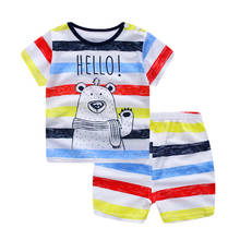 Conjunto de camisa e short infantil, camiseta e short para crianças de 0 a 4 anos, algodão com desenho fofo para verão 2024 - compre barato