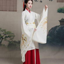 Vestido Hanfu chino antiguo de manga grande para mujer, traje tradicional de princesa de la Dynasty Han, bordado de Hada, ropa de Cosplay 2024 - compra barato