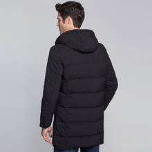 Зимняя мужская длинная куртка с капюшоном, толстый теплый пуховик, черная парка, мужские куртки Casaco Masculino KJ562 2024 - купить недорого