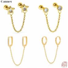 Canner 1pcs Real 925 Sterling Silver Stud Earrings For Women Zircon Tassel Chain Earings Jewelry Piercing pendientes Aretes W5 2024 - buy cheap