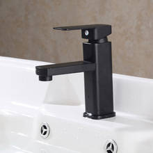 Grifo cuadrado de aleación de Zinc para lavabo de baño, grifería de agua fría y caliente de un solo orificio, color negro, BDF99 2024 - compra barato