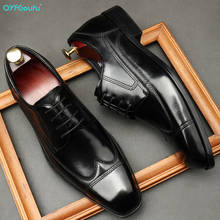 QYFCIOUFU/официальная кожаная обувь; Мужские модельные туфли в деловом стиле; Мужские оксфорды из натуральной кожи на шнуровке; Вечерние повседневные свадебные туфли на плоской подошве 2024 - купить недорого
