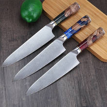 8 Inch Kitchen Knives Damascus Steel VG10 Chef Knife Cleaver Paring Bread Knife Blue Resin and Color Wood Handle Cooking Tools 2024 - buy cheap