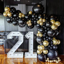 Kit de arco de globos negros y dorados, 125 globos dorados, negros y  blancos, globos de confeti de 5/10/12 pulgadas, guirnalda de globos negros  y