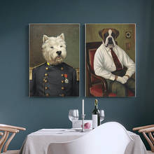 Pinturas al óleo de perro en uniforme militar, impresiones artísticas en lienzo, carteles e impresiones de perros encantadores, imágenes artísticas para pared del hogar, decoración 2024 - compra barato