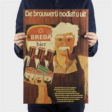 AIMEER-Cuadro de Daquan de cerveza Retro clásico, imagen de Pipa de pelo blanco, restaurante de abuelo antiguo, nostálgico, póster de papel Kraft, pegatina de pared 51x36cm 2024 - compra barato