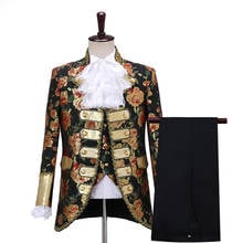 King Prince Renaissance Medieval Men Cosplay Party Stage Costume Coat+Pants+Vest +Tie Full Set plus size XS-XL 2024 - buy cheap