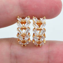 AAA+ Cubic Zirconia Gold Color Stylish Luxury Clear CZ Huggie Hoop Earrings for Women 2024 - buy cheap